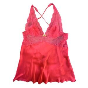 Victoria’s Secret Pink Satin & Lace Slip Dress Chemise Lingerie – Size L
